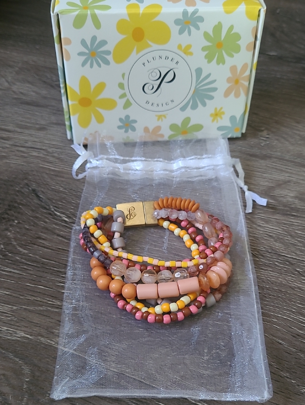 Plunder Design Melay  Multistrand Beaded Bracelet - Pink & Peach Mix